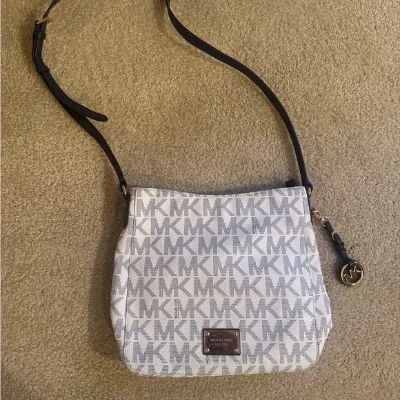 Michael Kors Monogram White and Blue Crossbody Bag - Picture 1 of 6